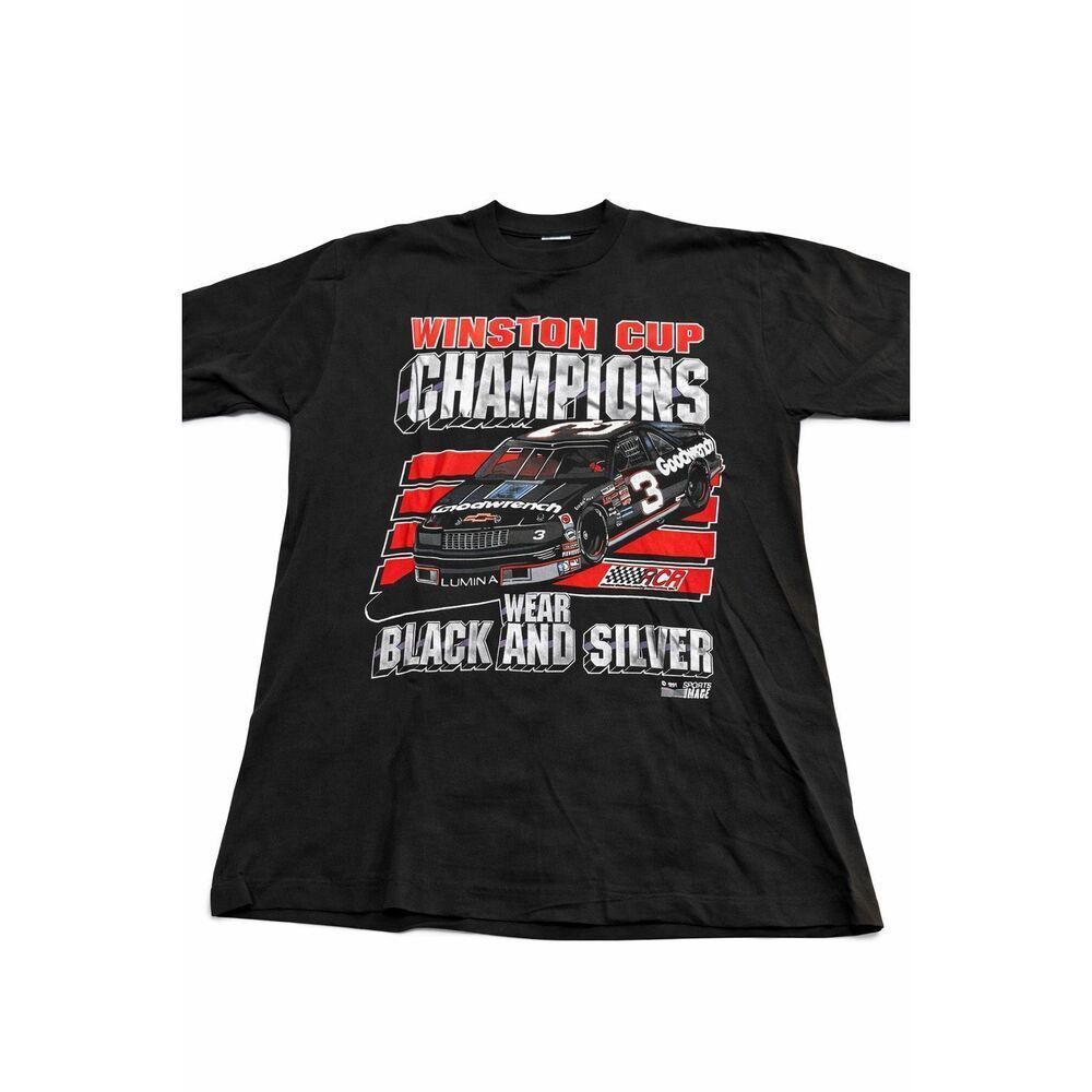 Vtg Nascar 1991 Winston Cup Champions Black & Silver Tee Size Large